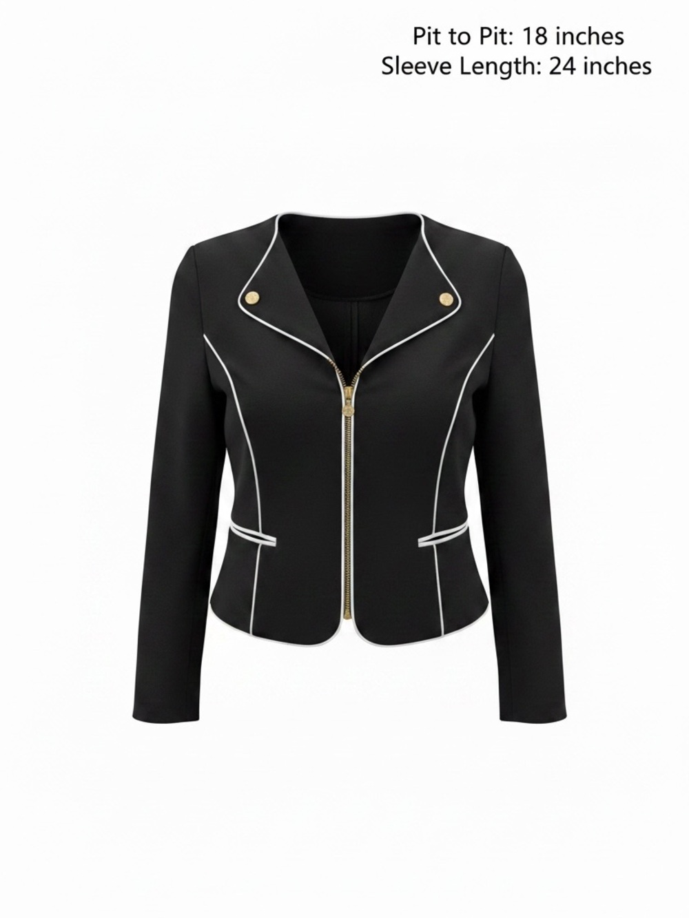 Anne Klein Dark Navy Blazer Jacket with White Piping & Gold Accents- Dress U/D